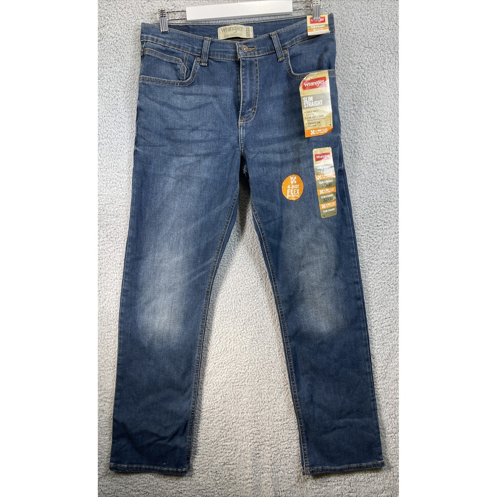 Wrangler Jeans Mens Size 30 x 32 New Ocean Blue 4 Way Flex Comfort,Slim Straight